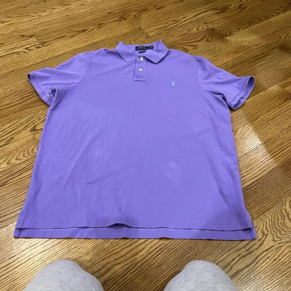 Polo‎ Ralph Lauren Mens Polo Shirt Extra Large Purple Short Sleeve Green Pony